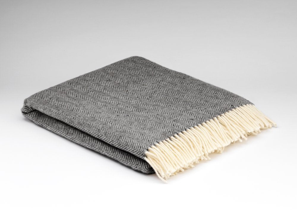 McNutt | Heritage Pure Wool Blanket - Storm Grey Herringbone