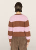 YMC | Foxtail Stripe Cardigan | Brown & Pink