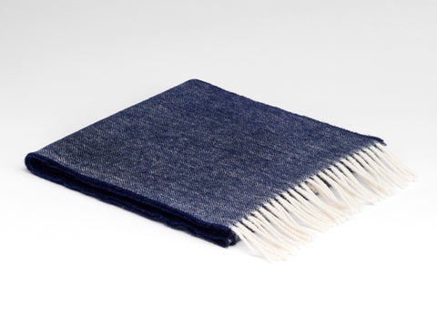 McNutt | Unisex Lambswool Scarf | Navy Herringbone