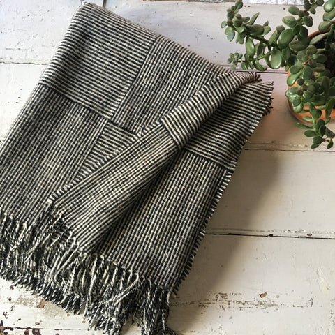 Molloy & Sons | Basket Weave Tweed Blanket - Black