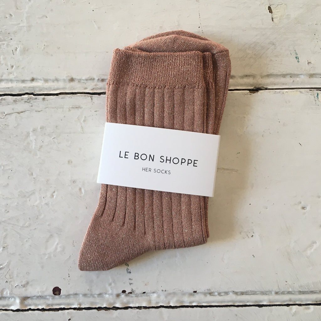 Le Bon Shoppe | Her Glitter Socks | Coral glitter