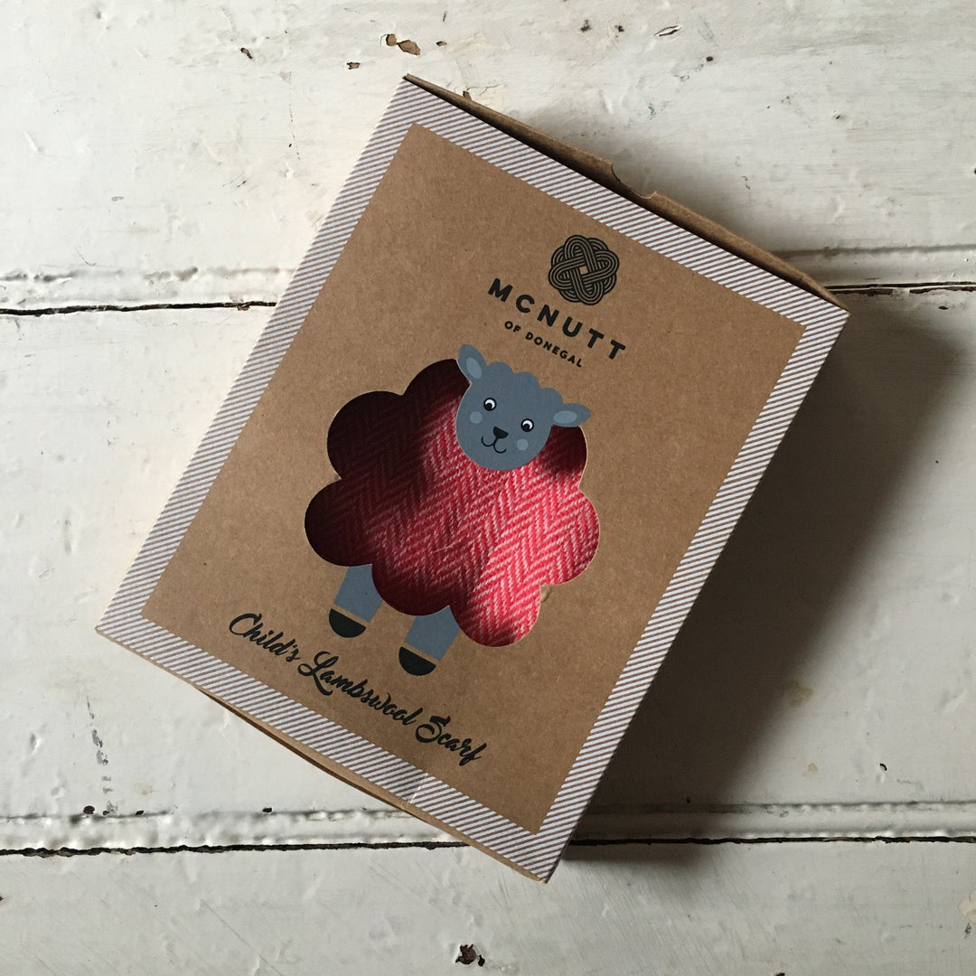 McNutt | Children's Lambswool Scarf | Red Herringbone