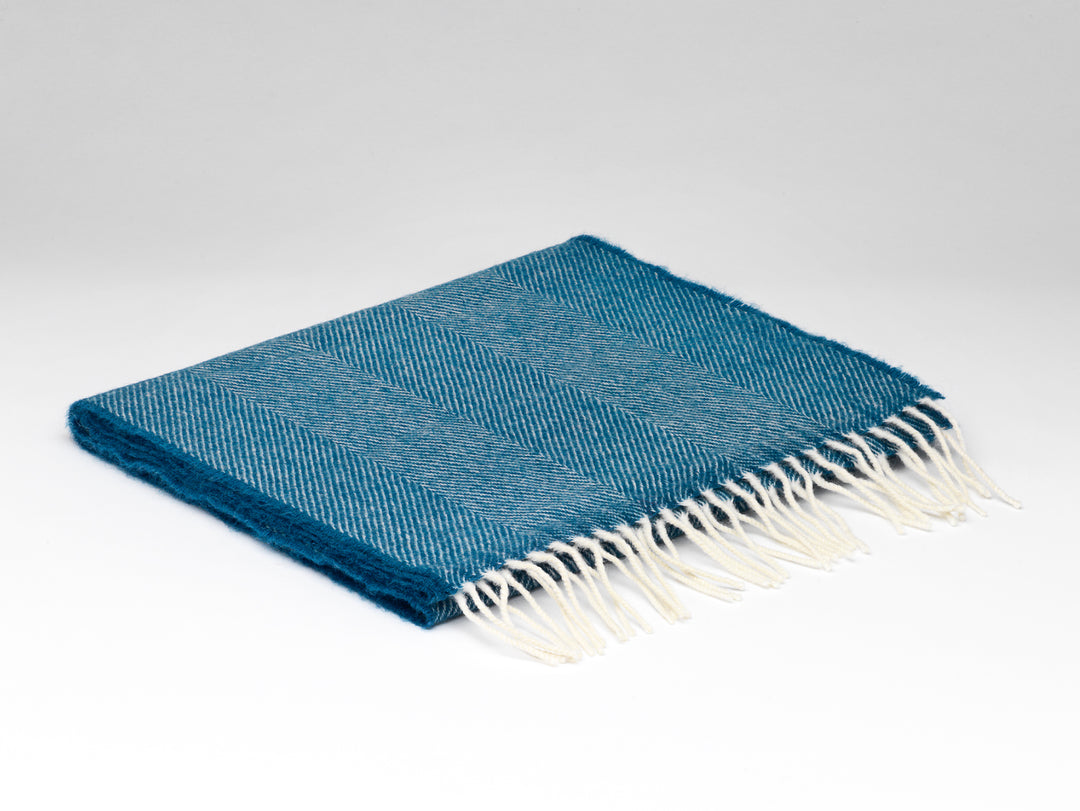 McNutt | Unisex Lambswool Scarf | Kingfisher Herringbone