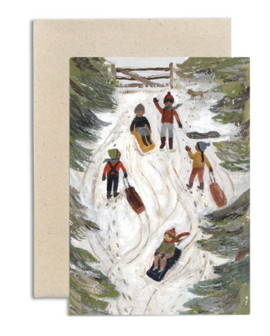 Gemma Koomen | Greeting Card | Sledging On The Lane