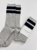 Le Bon Shoppe | Grandpa Varsity Socks | Light Grey Navy Stripe