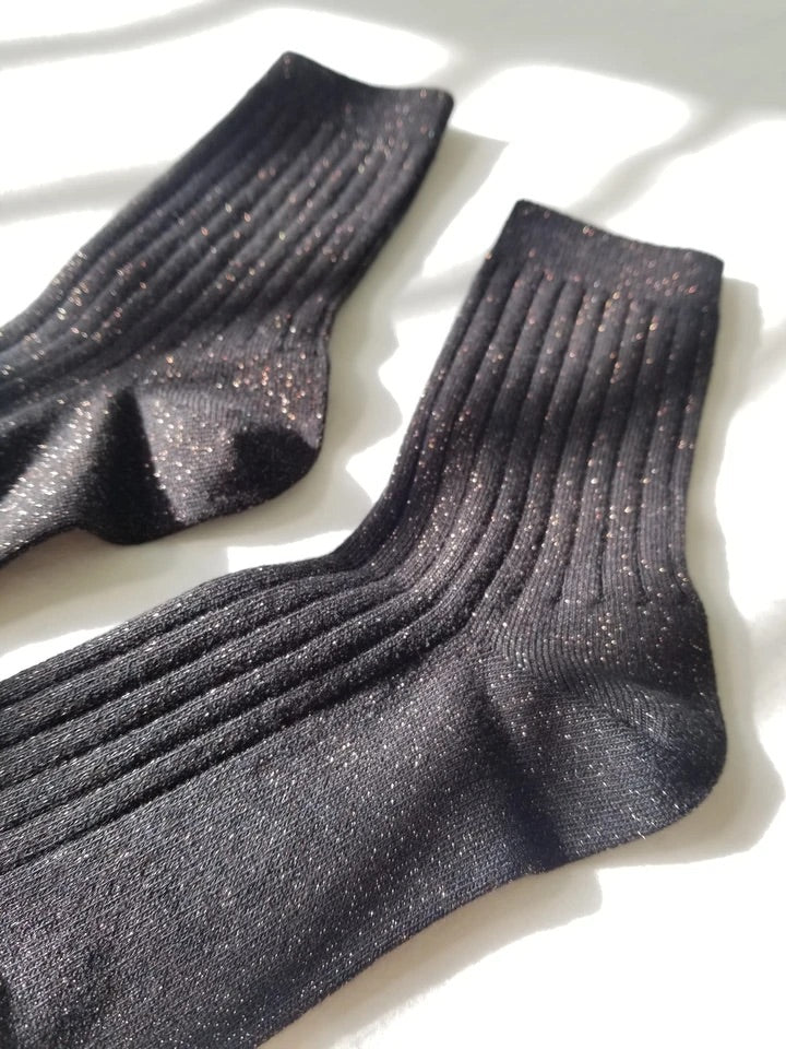 Le Bon Shoppe | Her Socks | Copper black Glitter