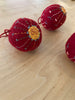 Felted Christmas decoration | Embroidered Red Ball | Multicoloured embroidery
