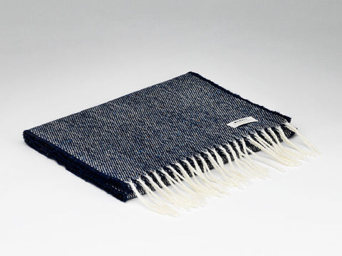 McNutt | Unisex Lambswool Tweed Scarf | Navy