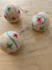Felted Christmas decoration | Embroidered White Ball | Pink & Green embroidery