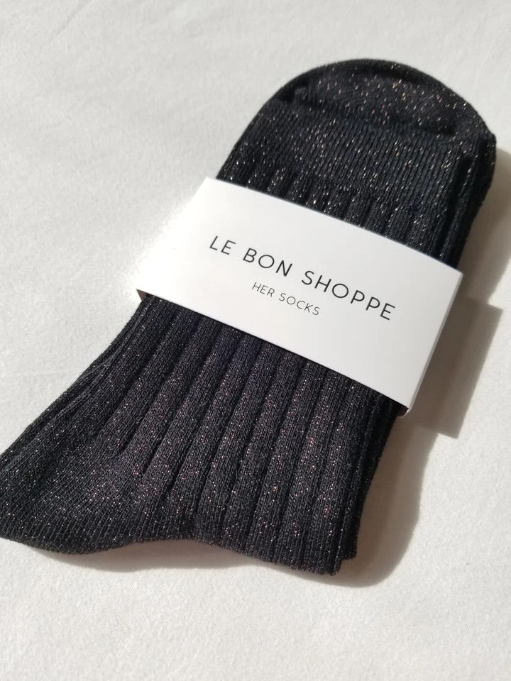 Le Bon Shoppe | Her Glitter Socks | Copper black