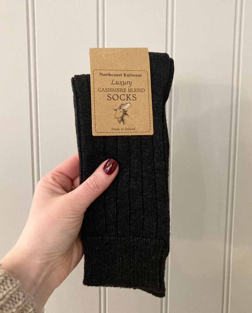 Unisex Cashmere Blend Socks - Dark Grey