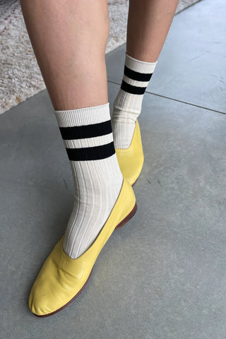 Le Bon Shoppe | Her Varsity Socks - Cream Black