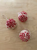 Felted Christmas decoration | Embroidered White Ball | Red embroidery