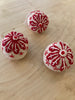 Felted Christmas decoration | Embroidered White Ball | Red embroidery